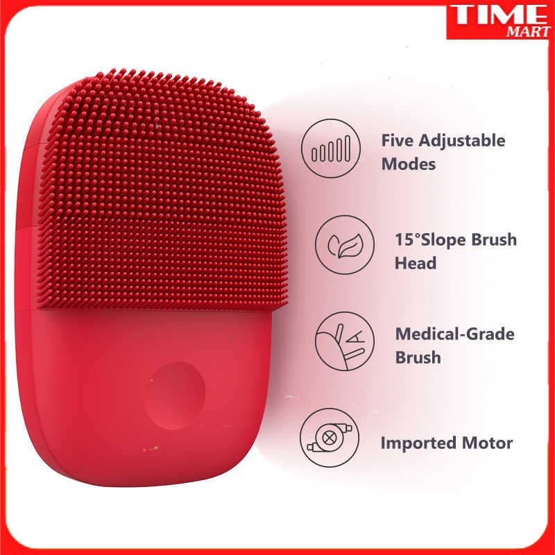 [CHÍNH HÃNG] Máy rửa mặt Xiaomi inFace gen2 (đỏ) lông dài và êm hơn (MẪU MỚI 2022) [TIME_MART siêu thị tiện ích]