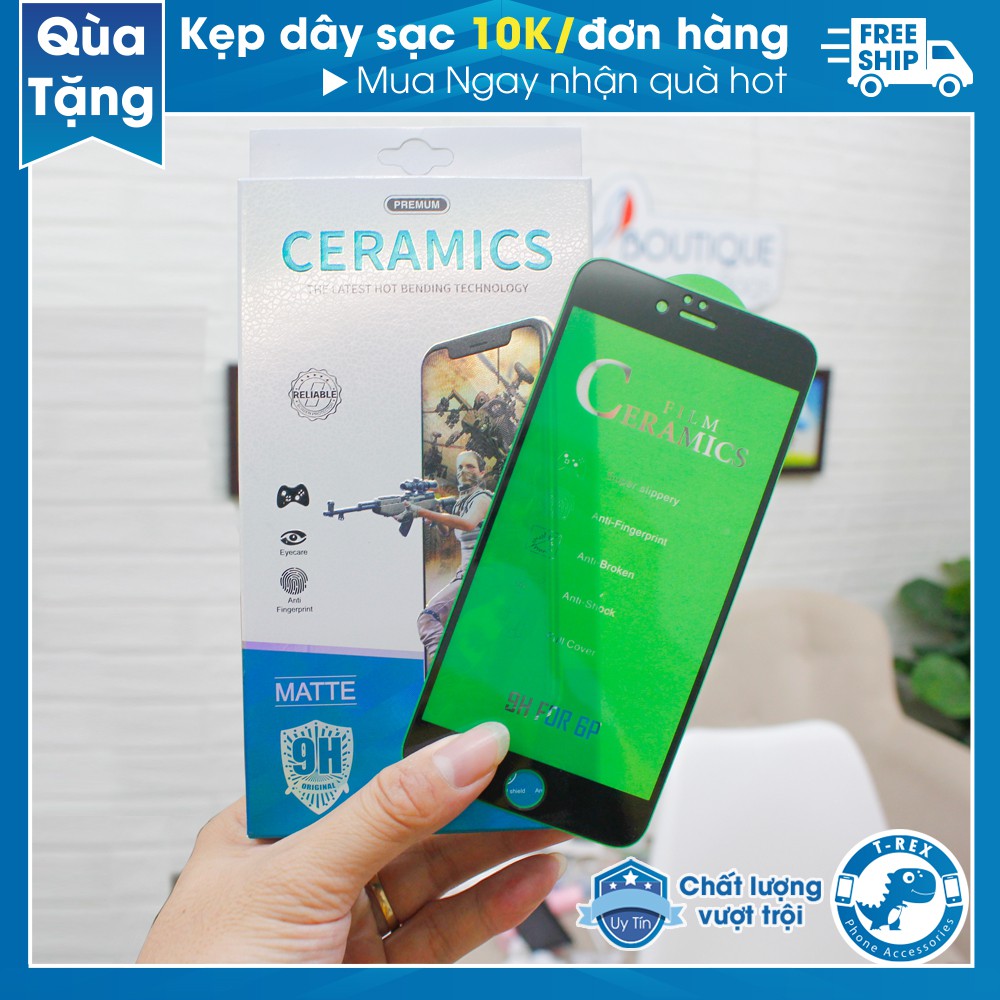 Miếng Dán Kính Cường Lực Iphone T-rex Ceramics Chống Nứt Vỡ 9H - 6 7 8 PLUS X XS XR 11 Pro Max