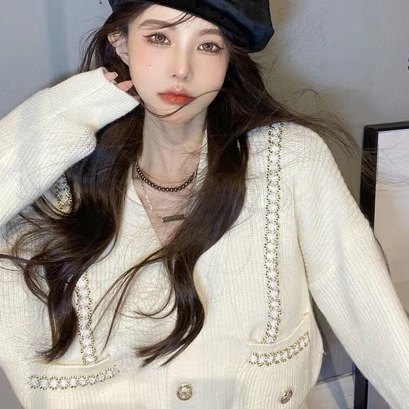Xiaoxiang Áo Khoác Cardigan Dệt Kim Cổ Chữ v Dáng Ôm Cao Cấp Phong Cách Niche Slimmer Look Top  tao bao