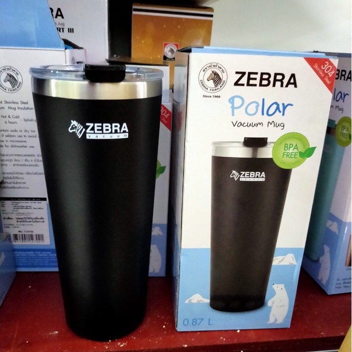 Ly giữ nhiệt inox zebra Thái Lan tặng kèm túi vải có quai đeo 870ml - 112702 màu đỏ