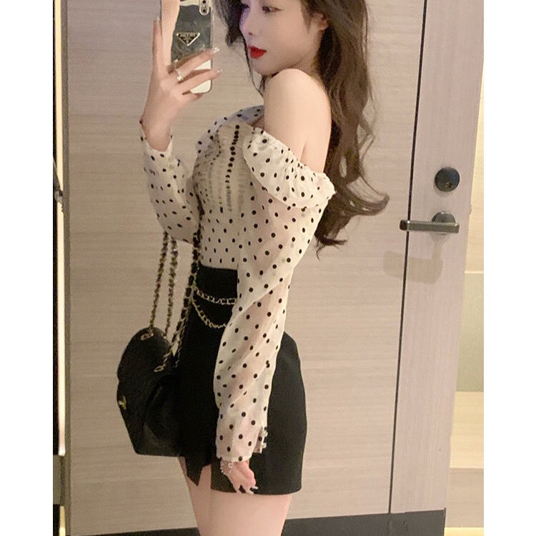 Bán Chạy!F &amp; X Áo Sơ Mi Dáng Ôm Họa Tiết Chấm Bi Phong Cách Cung Điện Thời Trang Dành Cho Nữ 2022