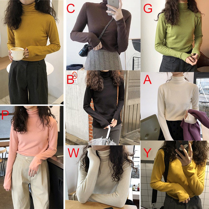 Áo thun tay dài cổ lọ cho phái nữ