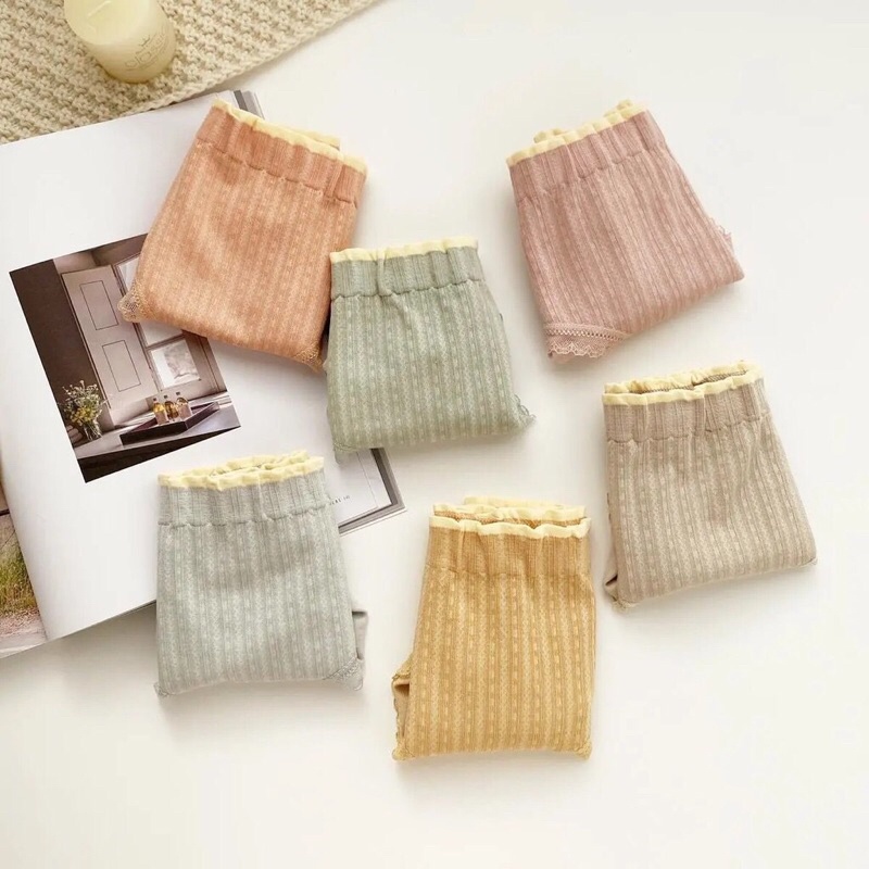 Quần lót nữ cotton cạp cao co giãn 4 chiều viền ren gam màu xinh xắn T138