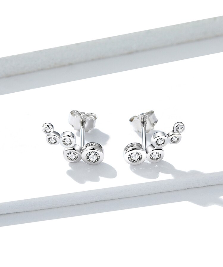 Đôi Bông Tai BAMOER BSE235 Bạc 925 Hình Bong Bóng Hình Học Đơn Giản Dành Cho Nữ