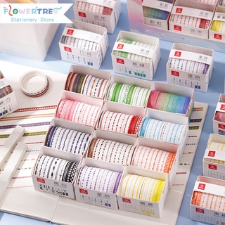 Set 10 Cuộn Băng Keo Washi Nhiều Màu Đa Năng Sử Dụng Trang Trí Sổ Tay Nhật Ký