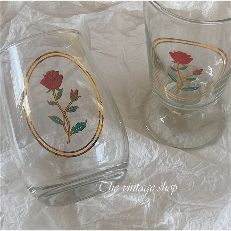 LY THỦY TINH DECOR HỌA TIẾT HOA HỒNG - TD GARDEN