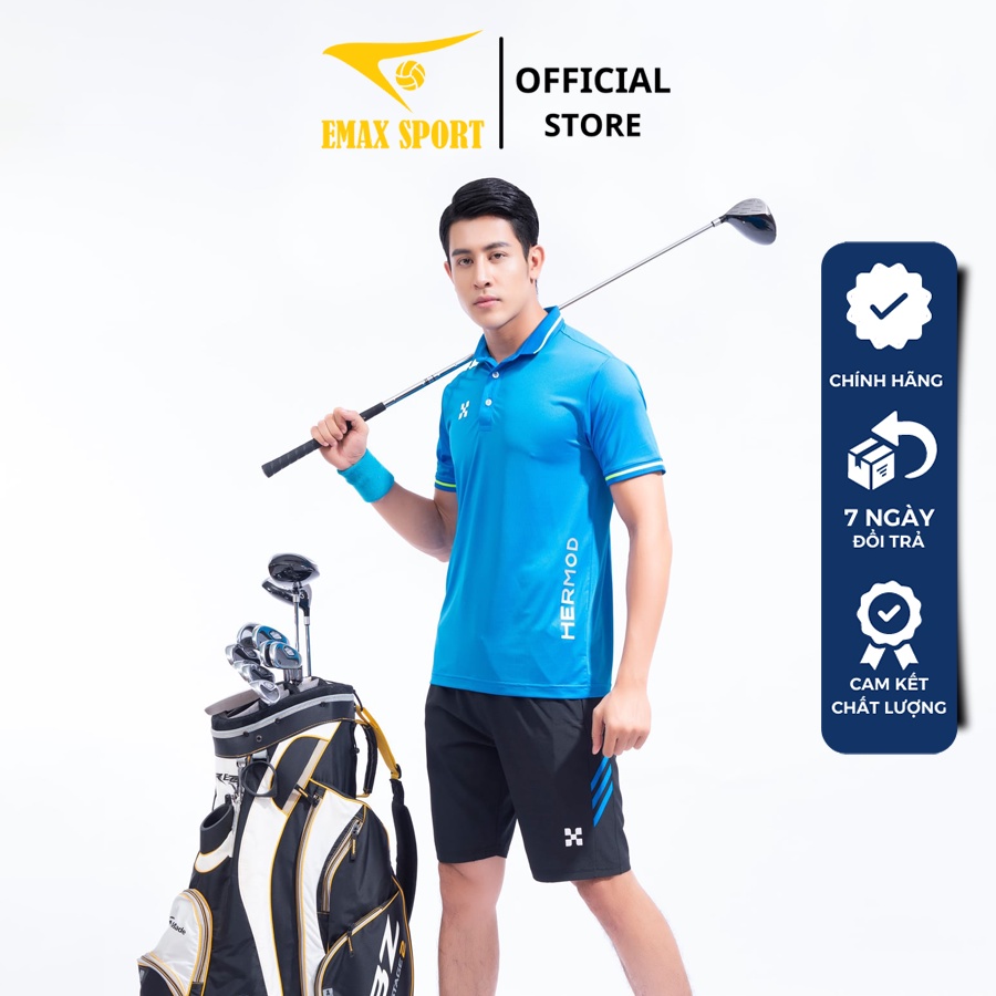 Áo Golf thể thao, vải thun lạnh cao cấp co giãn tốt Hermod Shine Nam Nữ - Xanh Dương