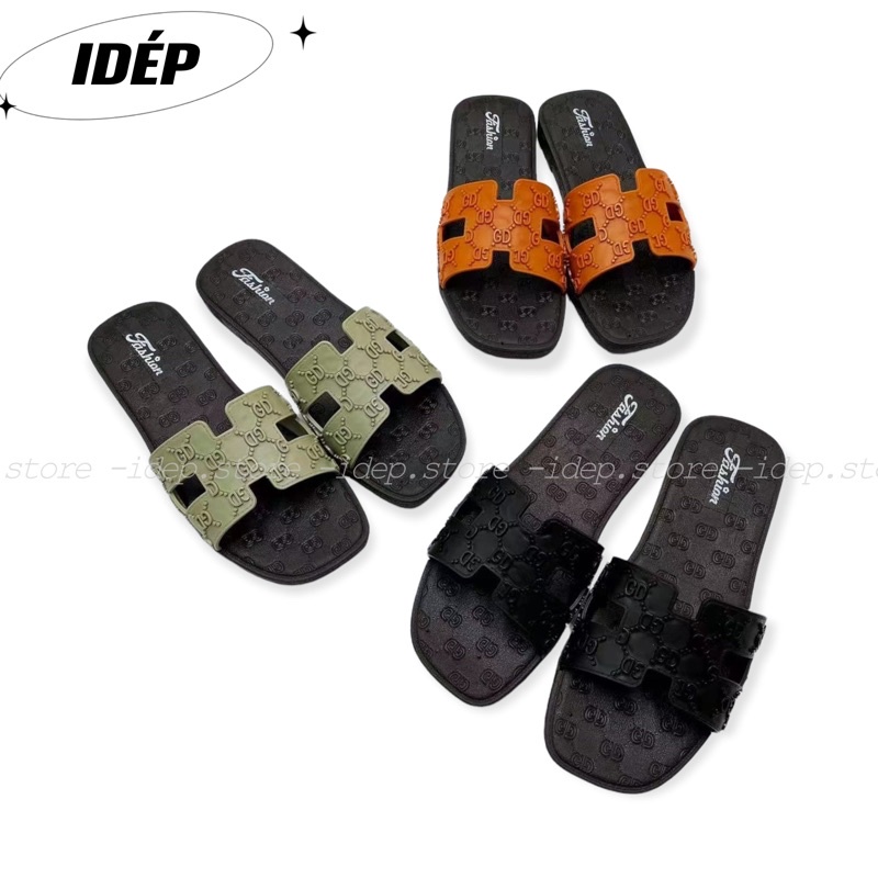 Dép nữ quai ngang chữ H chất cao su đi êm chân chống trơn trượt đi trong nhà đi dạo iDÉP- DL286