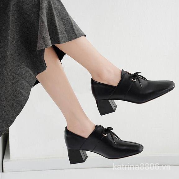 Giày Mary Jane cao gót da phong cách Hàn Quốc xinh xắn thời trang dành cho nữ