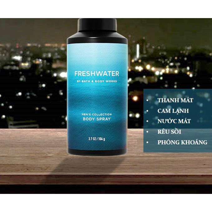 Xịt thơm khử mùi BBW FRESHWATER dành cho nam