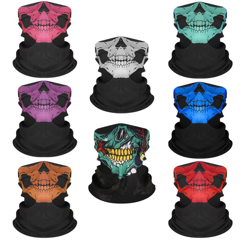 Khăn Trùm Đầu Thể Thao Thoáng Khí In Hình Đầu Lâu Phong Cách Halloween