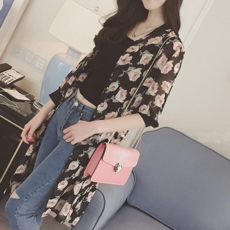 Áo khoác cardigan họa tiết hoa thiết kế dáng rộng phong cách Bohomian