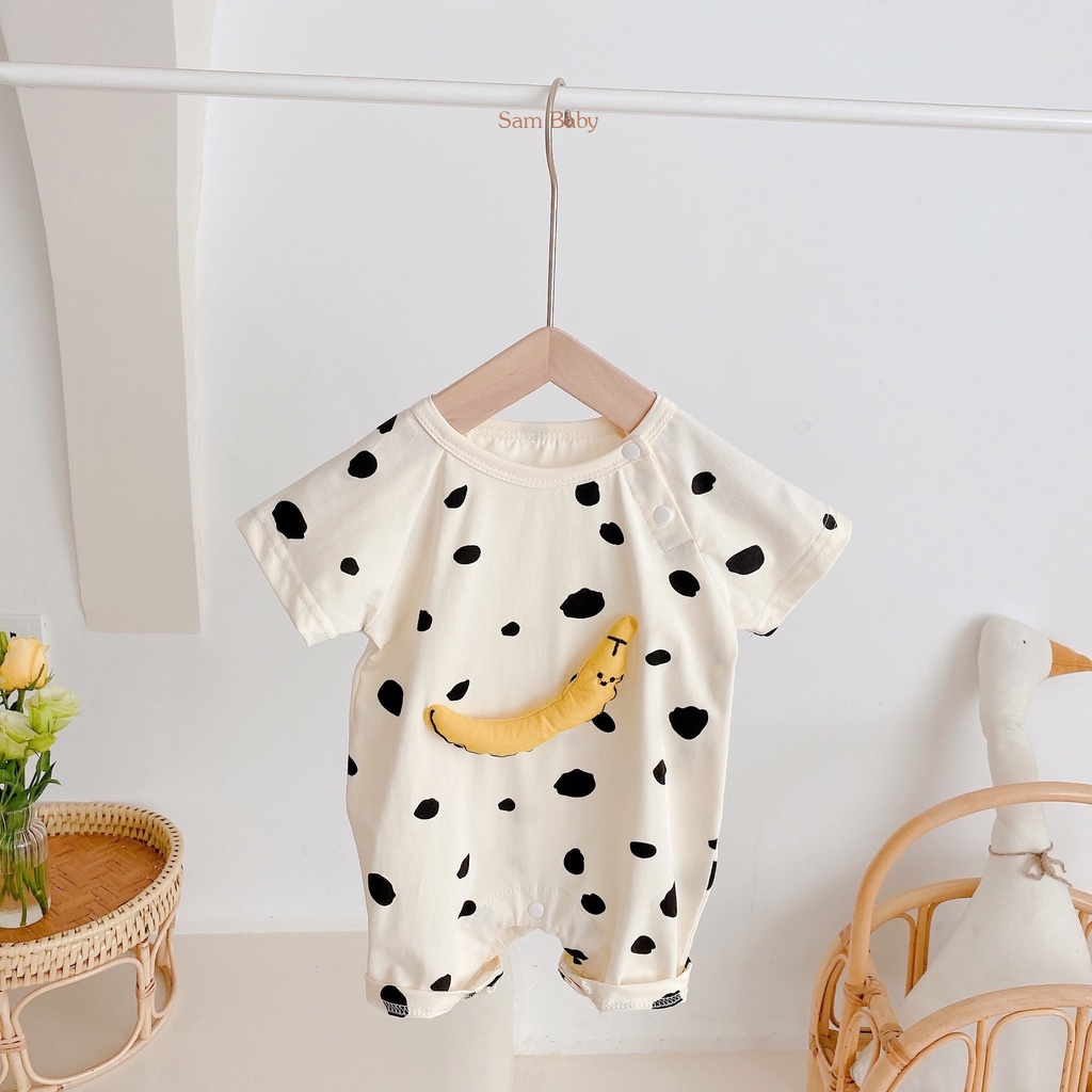 Bộ liền thân cộc tay, 2 dây mùa hè bé trai bé gái chất cotton mềm mát cho bé 5-13kg - Sam Baby