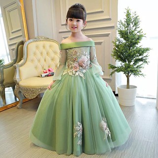 Đầm bé gái cao cấp xanh vỏ đậu
