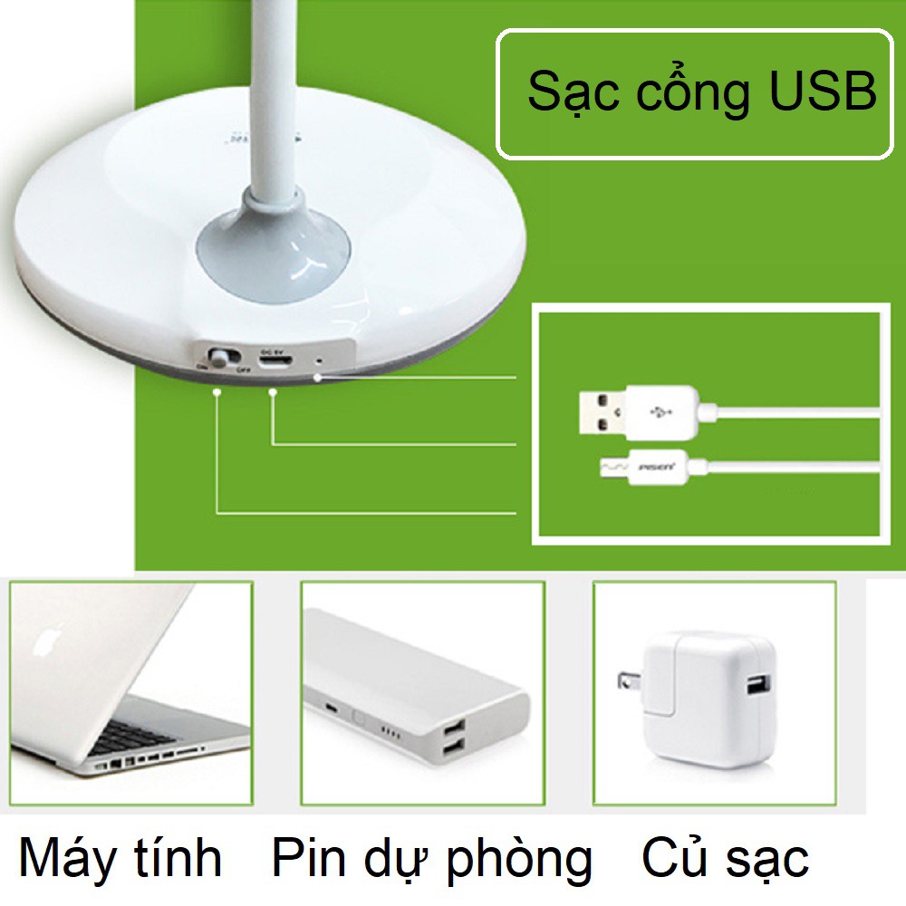 Đèn học để bàn chống cận thị sạc tích điện loại Chuyên nghiệp Pin dung lượng lớn 2.200mAh led cảm ứng mã 6702