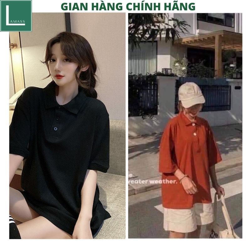 Áo polo tay lỡ form rộng kute bánh bèo ,áo thun cổ đức unisex chất cottong mát lạnh thấm hút mồ hôi -LAMASS