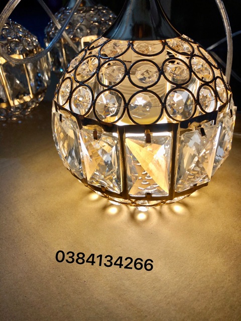 Đèn Thả Trần - Đèn Thả Bàn Ăn  Pha Lê Kim Cương 3 Chao Tặng Kèm Bóng Led