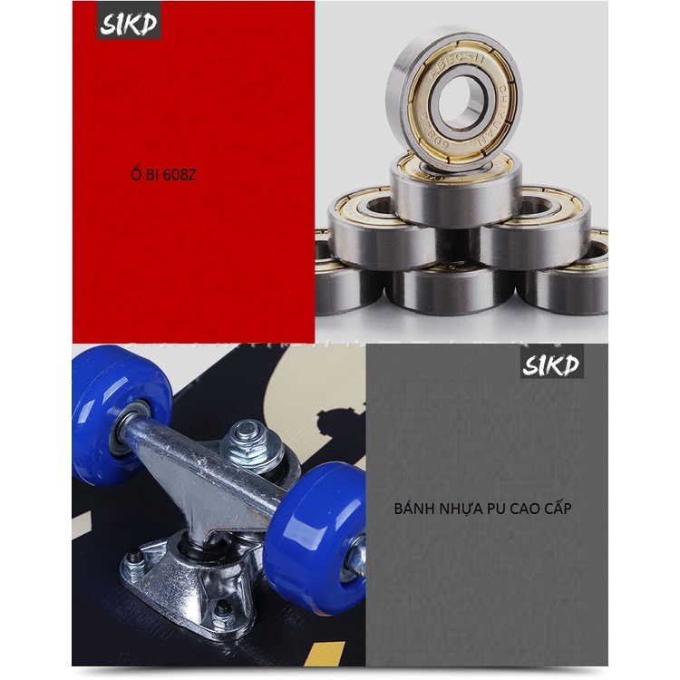 Ván trượt trẻ em, van truot penny mặt nhám gỗ phong ép 8 lớp, thiết kế chắc chắn, độ bền cao chống va đập