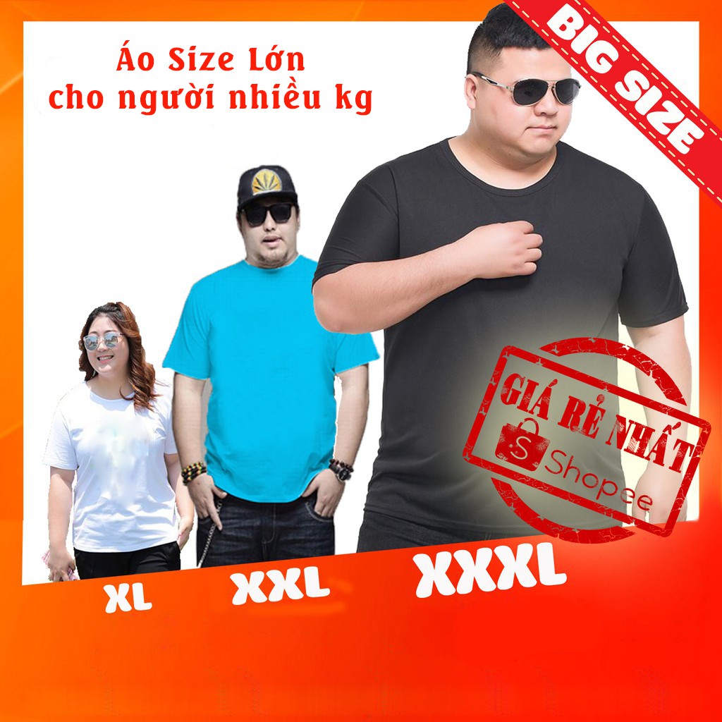 Big Size Áo Thun Trơn cho người Nặng Ký