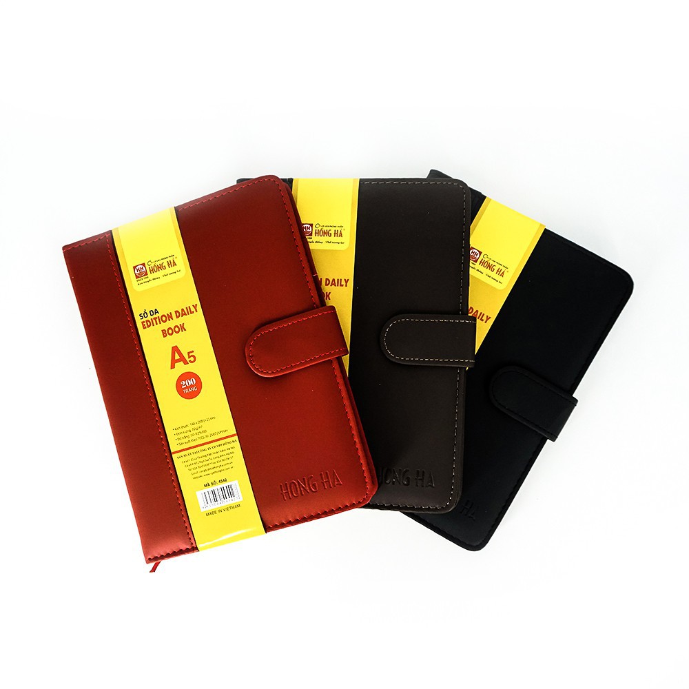Sổ bìa da 200 trang Edition DailyBook A5 Hồng Hà có khuy cài  màu ngẫu nhiên.