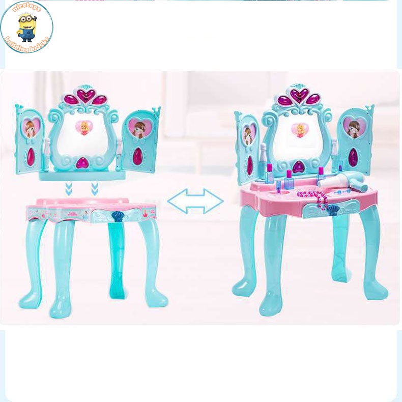 Bàn Trang Điểm Cỡ Lớn Dành Cho Bé Gái Magic Princess Mirror Có Gương Cảm Ứng,Đàn Piano Tặng Kèm Ghế Và Nhiều Phụ Kiện
