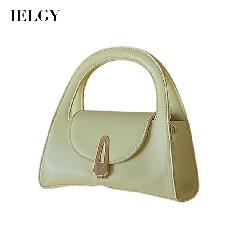 Túi đeo chéo IELGY màu đen có khóa phong cách retro Hàn Quốc cho nữ