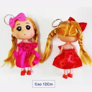 [sĐồ chơi búp bê Chibi chân ngắn đầm ngắn 12Cm, búp bê chibi móc khóa