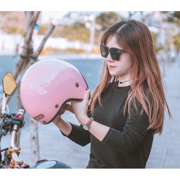 Nón bảo hiểm bulldog 4U màu hồng
