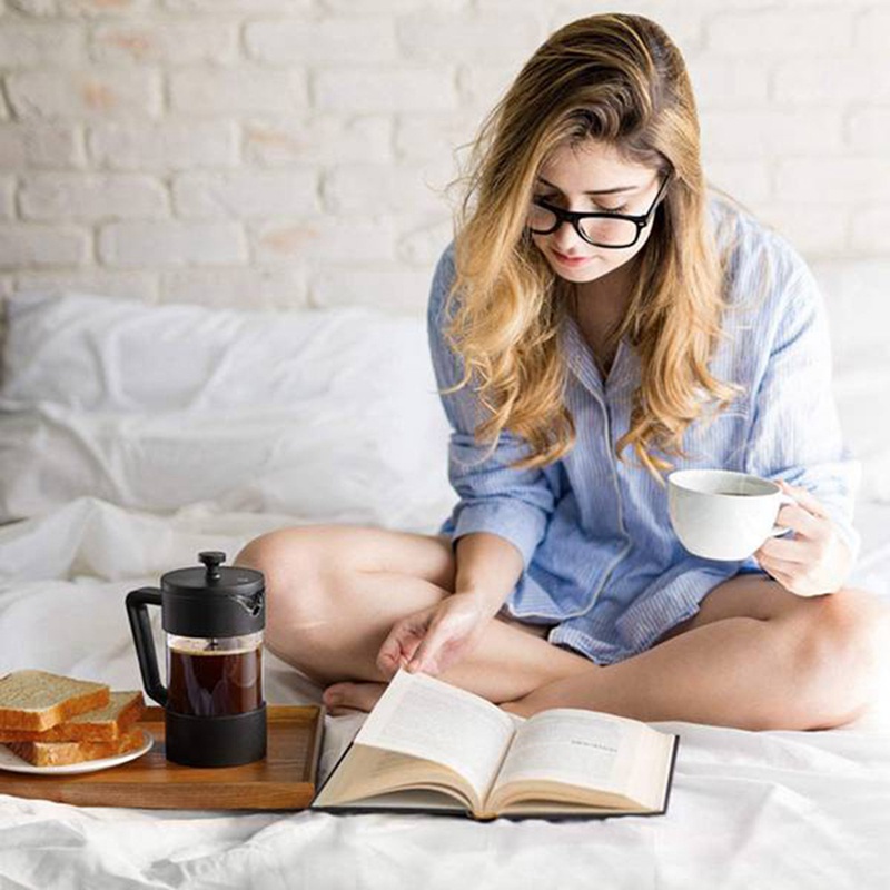 Máy pha cà phê kiểu Pháp bằng thủy tinh borosilicate không gỉ an toàn chất lượng cao màu đen