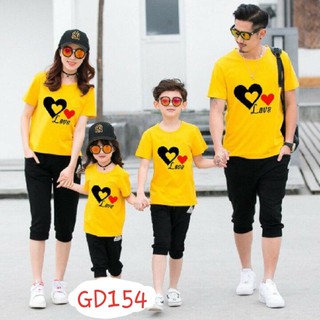Áo thun gia đình - In hình trái tim - Chất 65% cotton, co giãn tốt- GD154