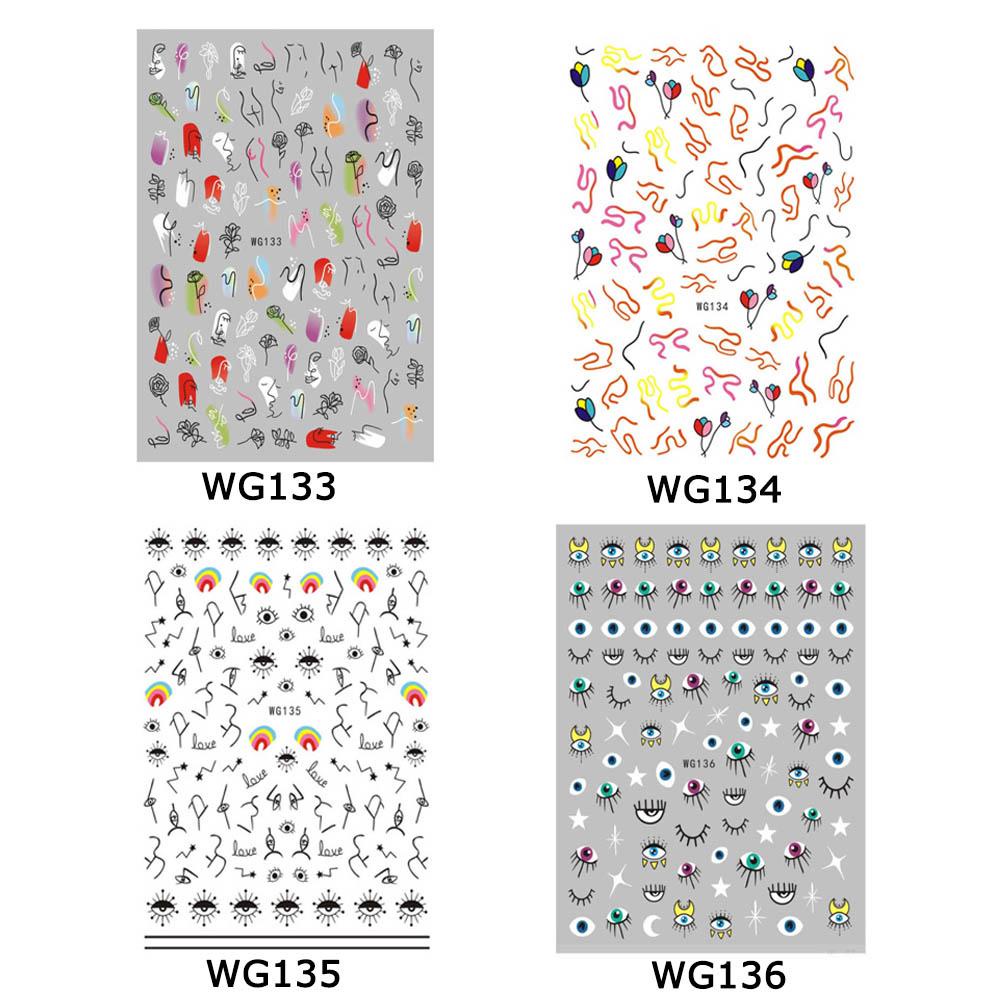 Miếng Dán Trang Trí Móng Tay 3D DIY Họa Tiết Đường Kẻ Trừu Tượng Đẹp Mắt