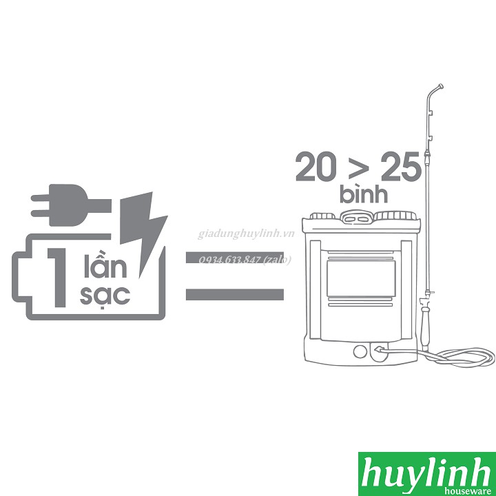 Bình xịt điện phun thuốc trừ sâu KCT 18D - KCT 20D - 18 - 20 lít