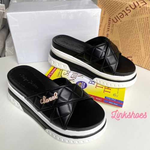 Dép nữ đế xuồng, dép bánh mì cao cấp quai chéo Màu đen trắng GV09