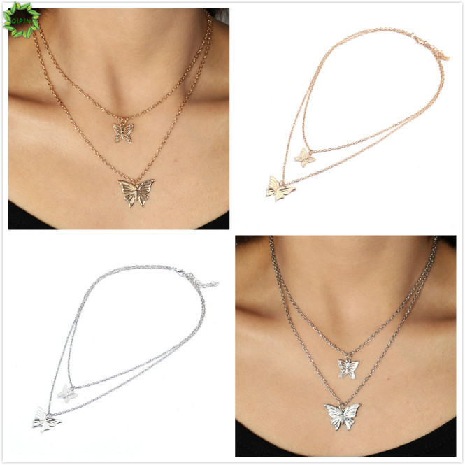 Dây chuyền nhiều lớp mặt hình bướm thời trang thanh lịch phong cách cổ điển dành cho bạn nữ