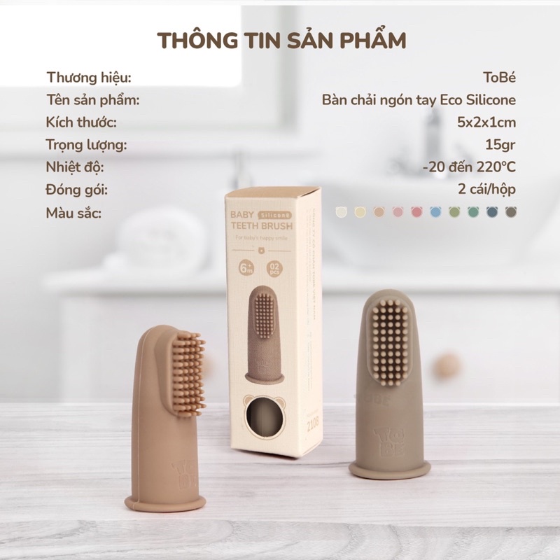 Set 2 bàn chải ngón tay Eco Silicon Tobé