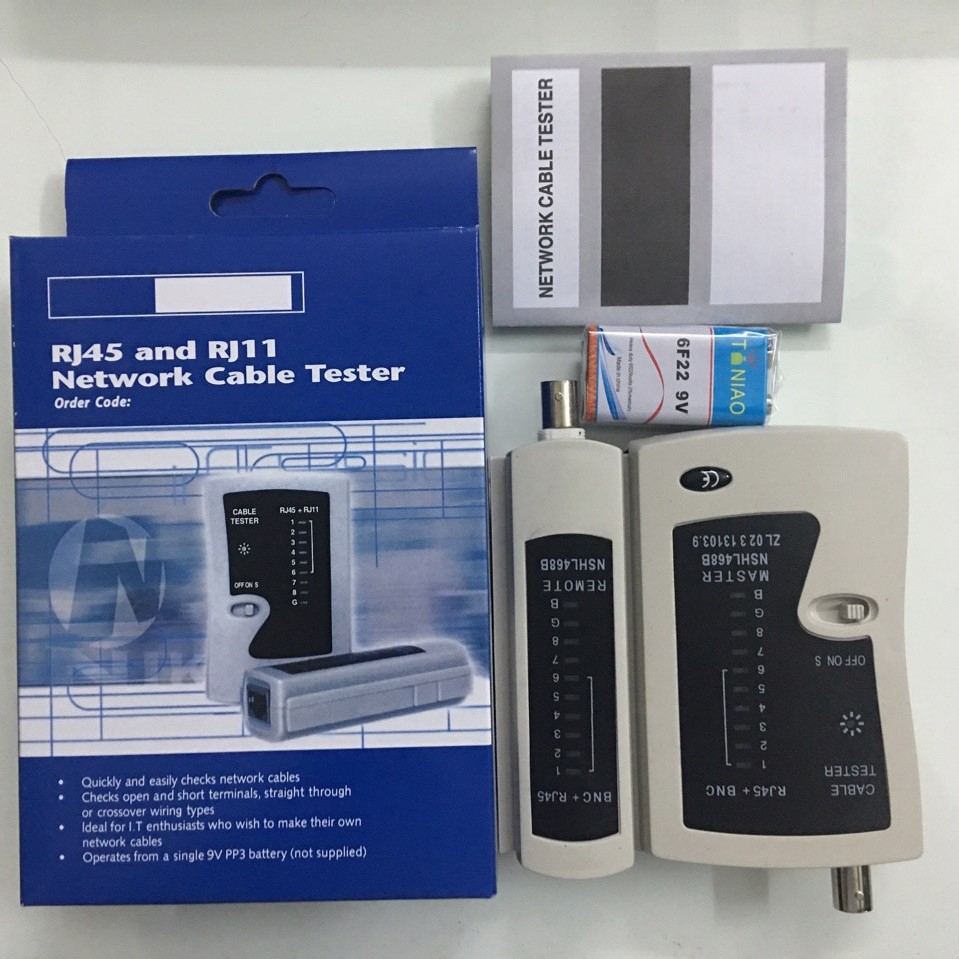 Hộp Test dây mạng RJ 45 và cáp đồng trục BNC