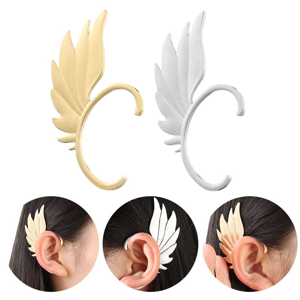 Khuyên Kẹp Vành Tai Kim Loại Hình Cánh Lông Vũ Thời Trang Dự Tiệc
