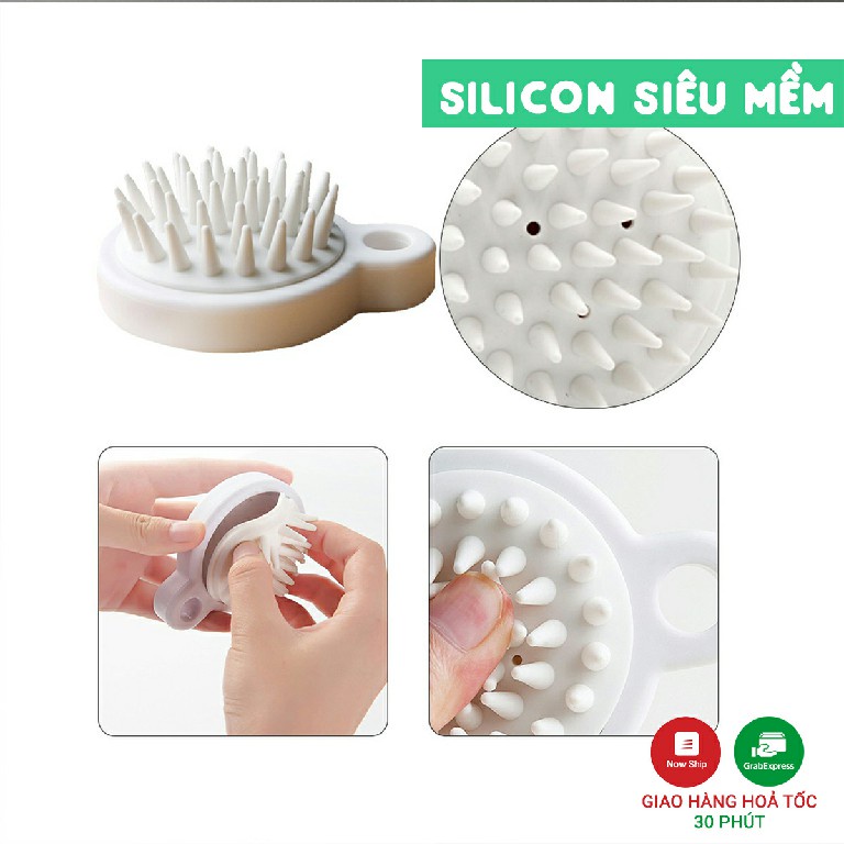 Lược Gội Đầu Silicon Xuất Nhật Bản Muji Bàn Chải Massage Da Đầu Kích Thích Mọc Tóc Giảm Stress
