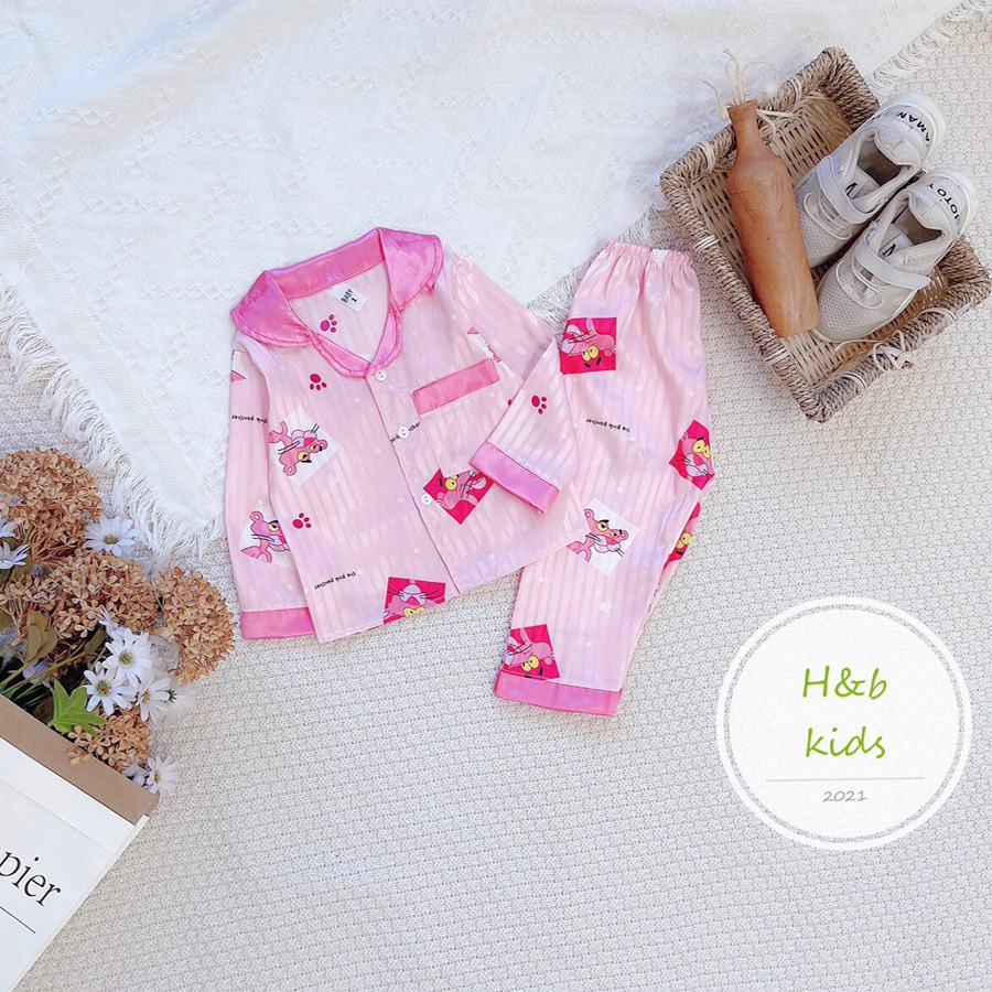 Set Bộ Mặc Nhà Pijama Lụa Gấm Cao Cấp Cho Bé - Họa Tiết Ngộ Nghĩnh Đáng Yêu