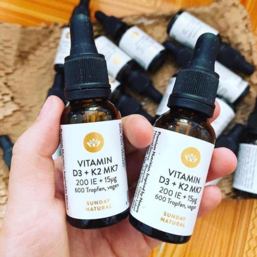 [CHÍNH HÃNG] Vitamin D3 K2 Mk7 Sunday Natural 20ml Đức [Date mới 2023]