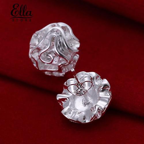 Ellastore Fashion lady Silver Plated Rose Flower Studs Earrings Party Jewelry