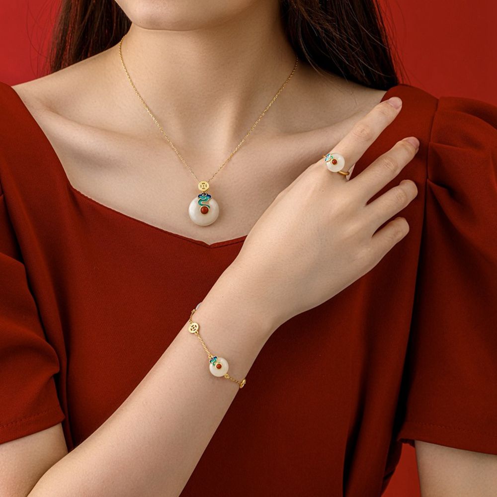 Bộ trang sức vòng đeo tay kiểu ngọc bích thời trang sành điệu