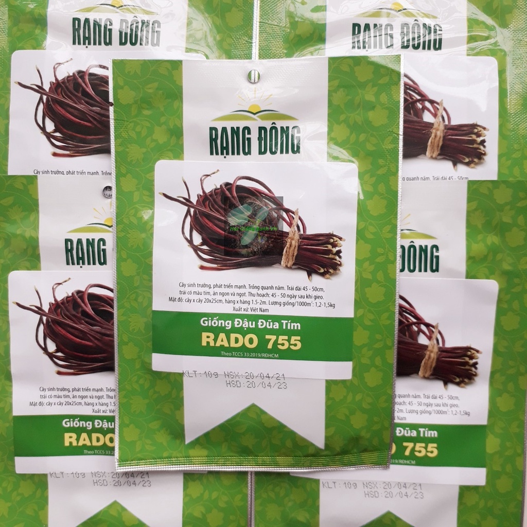 [Seeds] Hạt giống Đậu đũa xanh, đậu đũa tím leo giàn, đóng gói 20gr