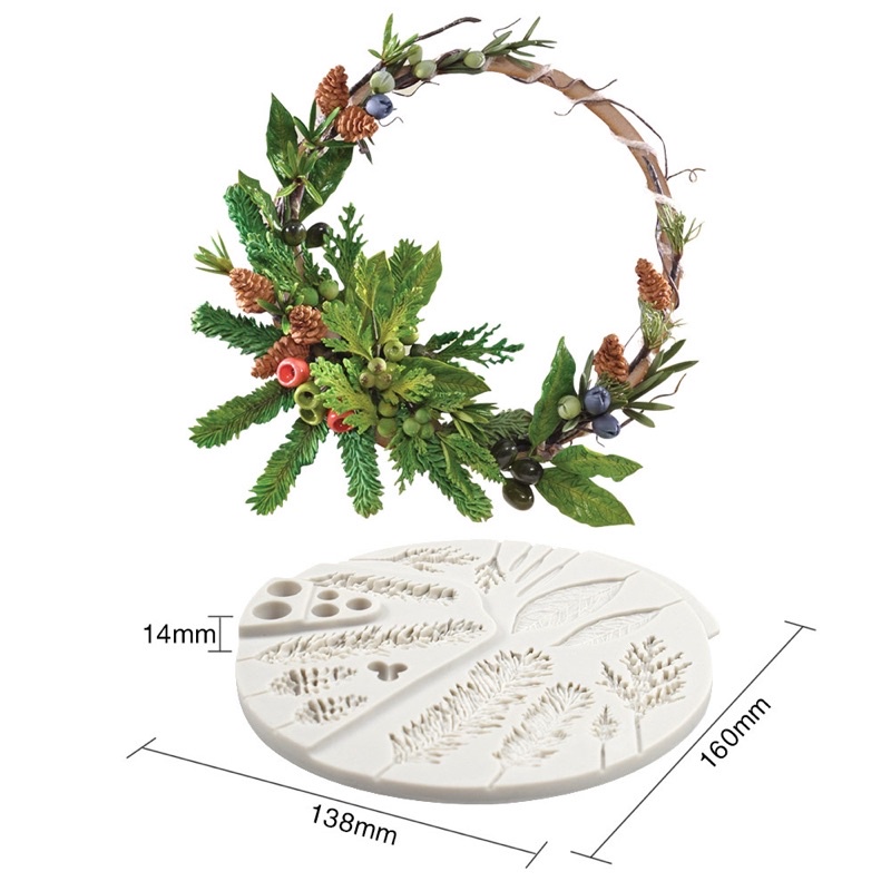 khuôn silicon lá trang trí bánh