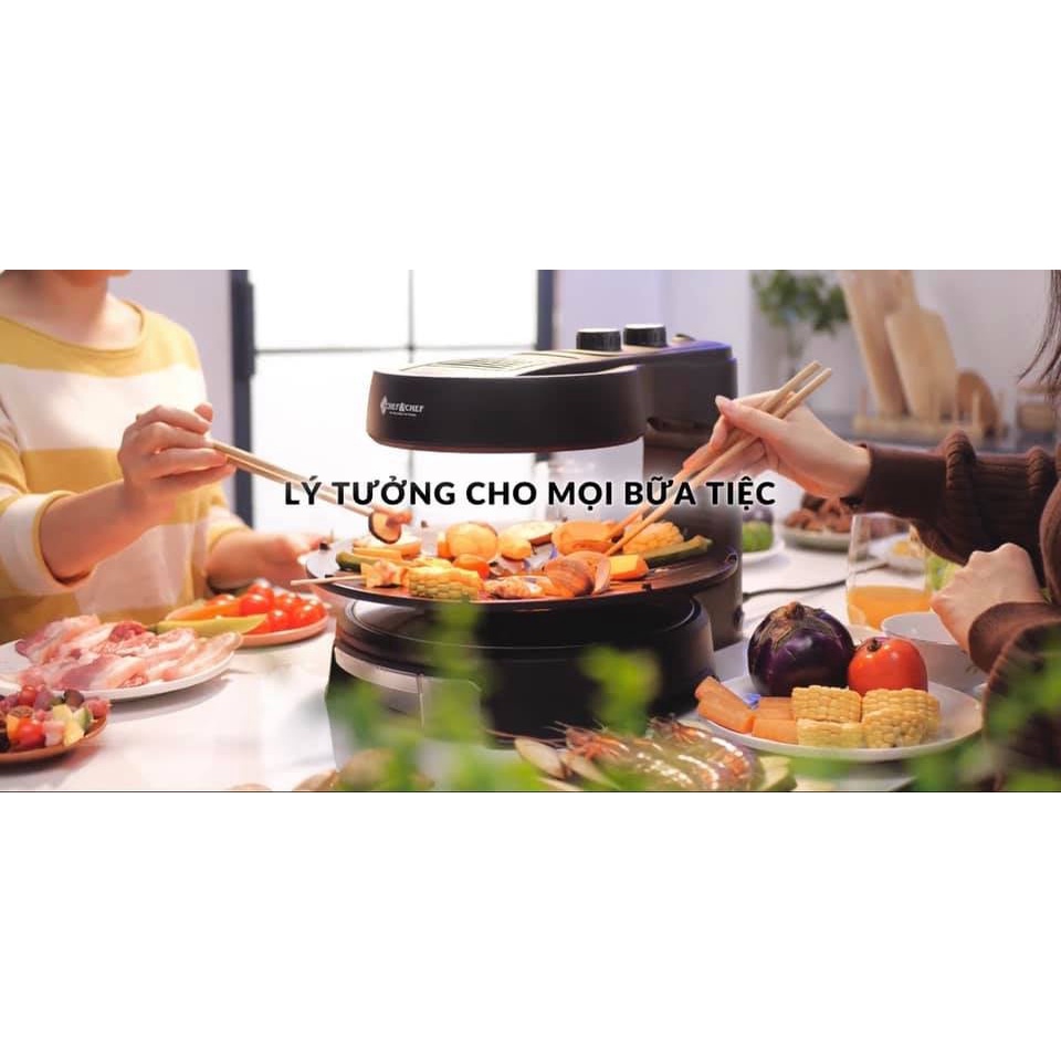 Bếp Nướng Không Khói CHEF&amp;CHEF Tự Xoay Hút Khói Kiểu Hàn Quốc ( Siêu Giá Rẻ )