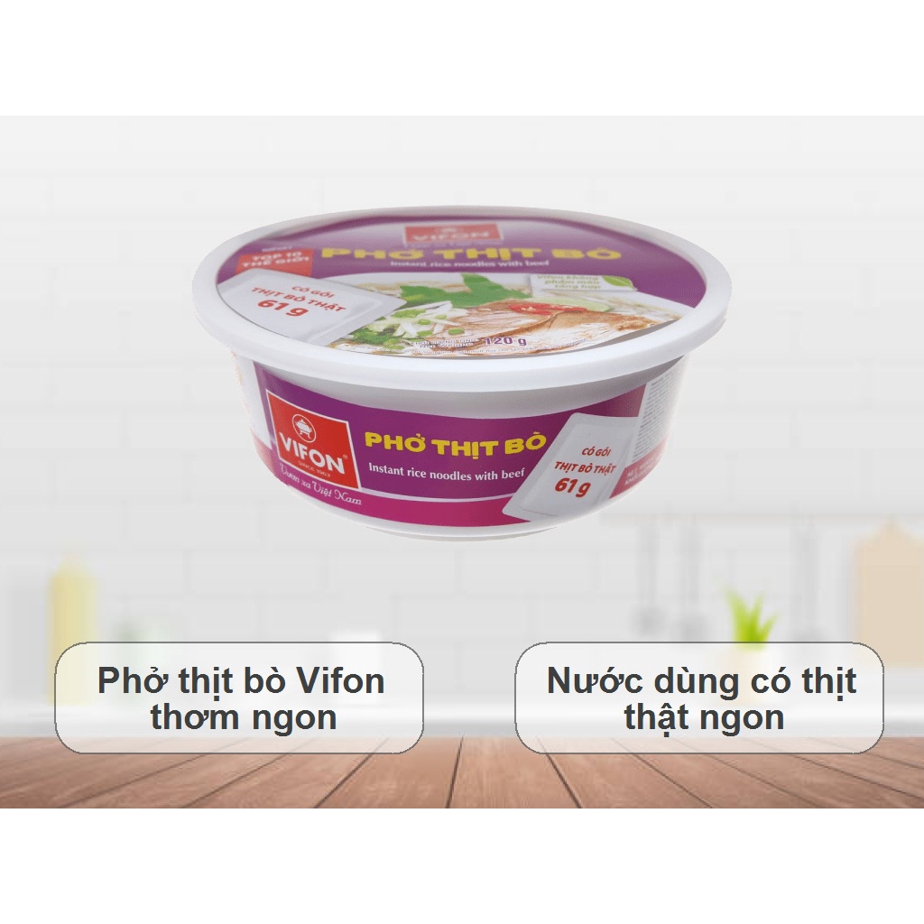 Thùng 12 tô phở thịt bò Vifon 120g