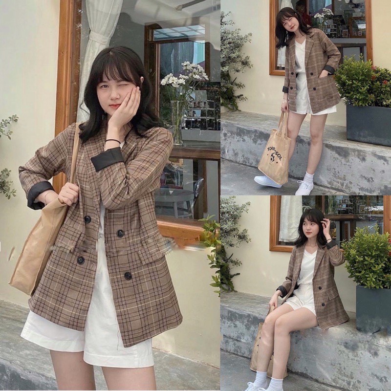 Áo blazer 2 lớp dày dặn sang chảnh, Áo khoác ngoài blazer 2 lớp túi nắp nhiều màu ...