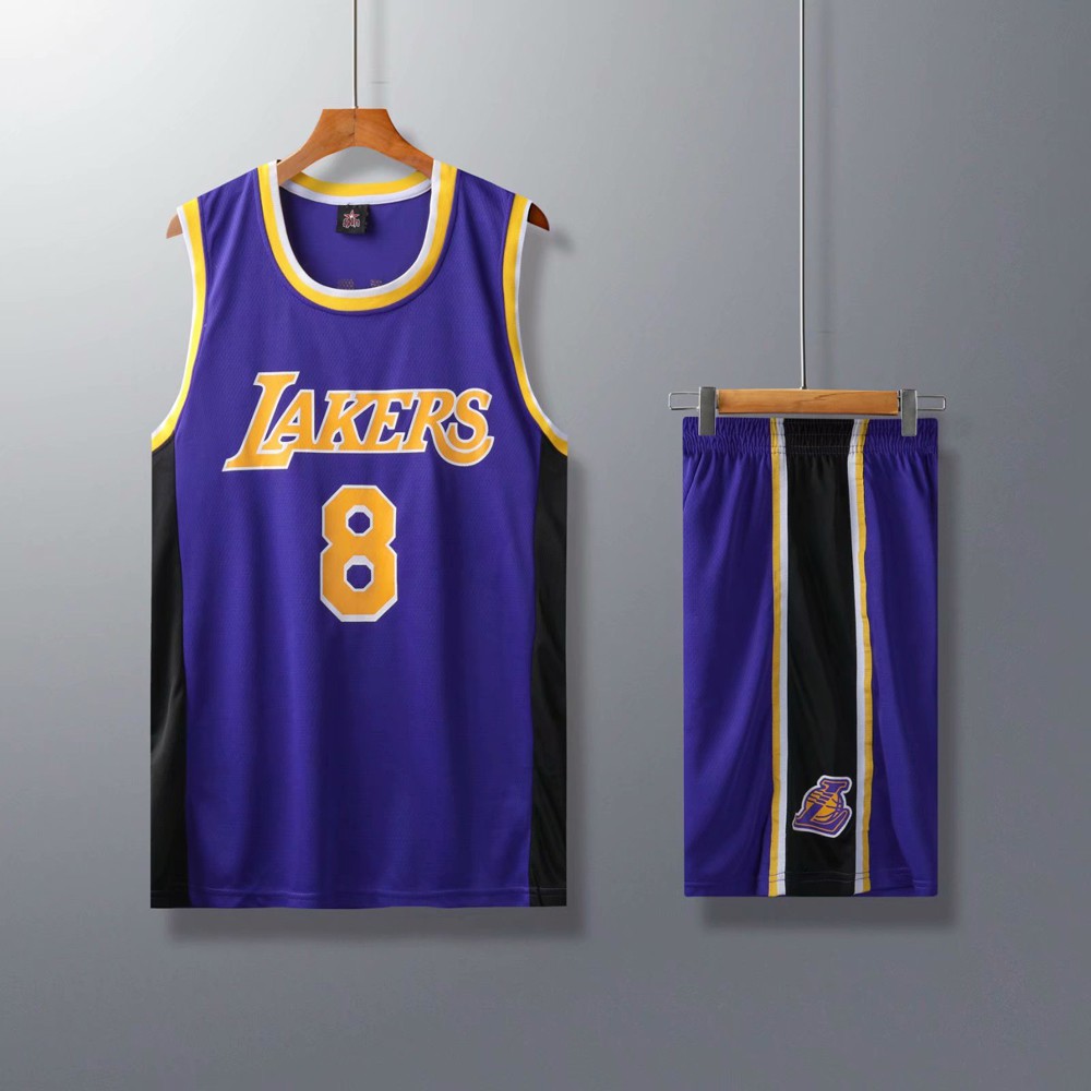 Bộ quần áo bóng rổ họa tiết in chữ BA Los Angeles Lakers thời trang năng động cho nam