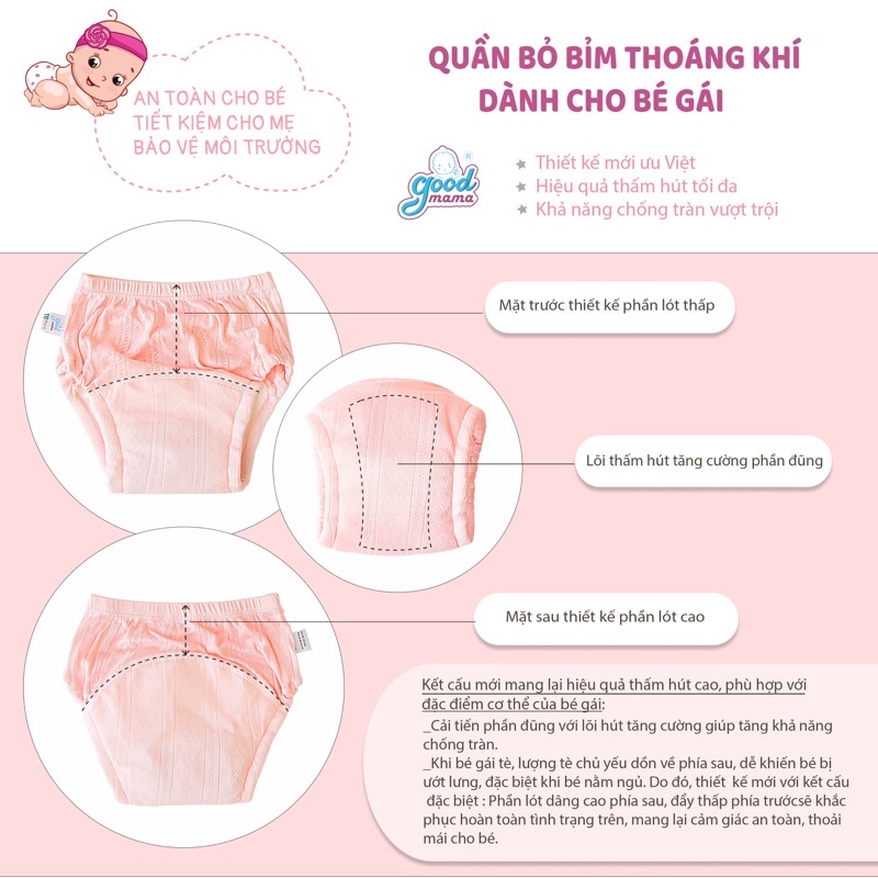 Quần tập bỏ bỉm Goodmama THOÁNG KHÍ cao cấp 𝗚𝗼𝗼𝗱𝗺𝗮𝗺𝗮 dành cho bé 4-17KG