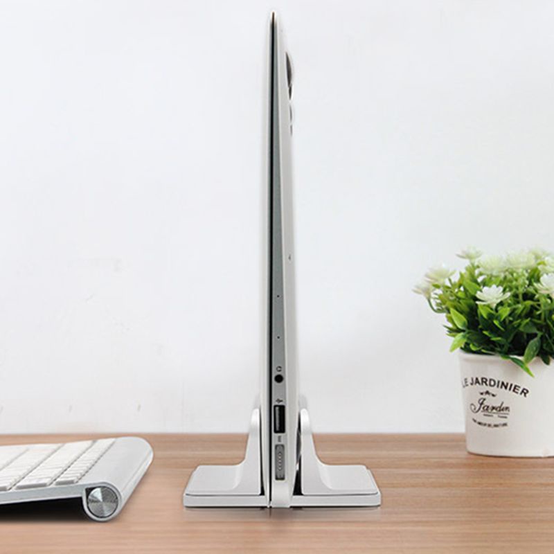 FUN Vertical Laptop Stand, Adjustable Laptop Holder Desktop Compatible with All MacBook/Surface/Lenovo/Dell/Gaming Laptops (Silver)